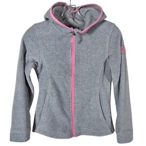 Girls Zero Exposure Gray Fleece Hooded‎ Jacket Pink Trim Zipper Activewear 10/12